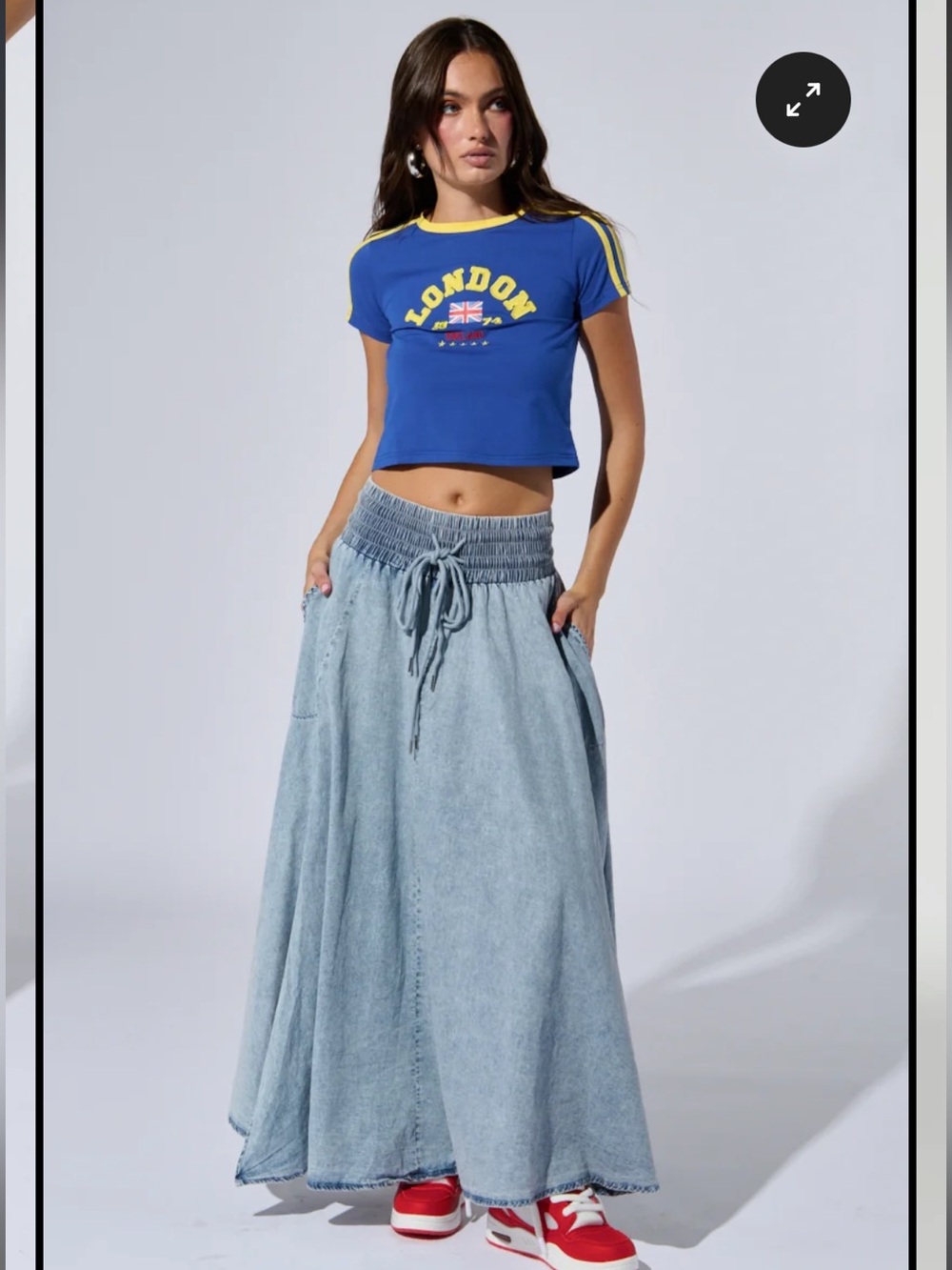 Alex Acid Wash Denim Maxi Skirt - Light Blue - Picture 14 of 16